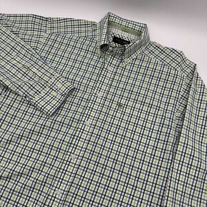 Ariat Pro Series Button Down Shirt Mens Medium Green Blue Tartan Plaid L/S